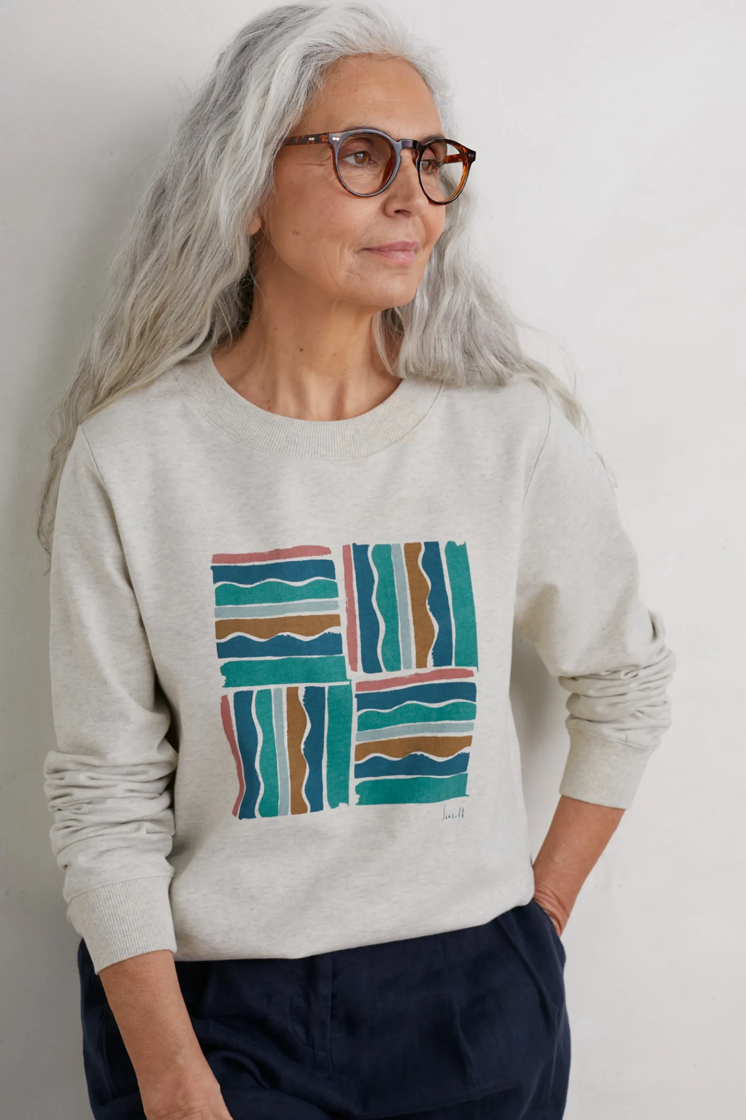 Bright Wave Printed Organic Cotton Sweatshirt