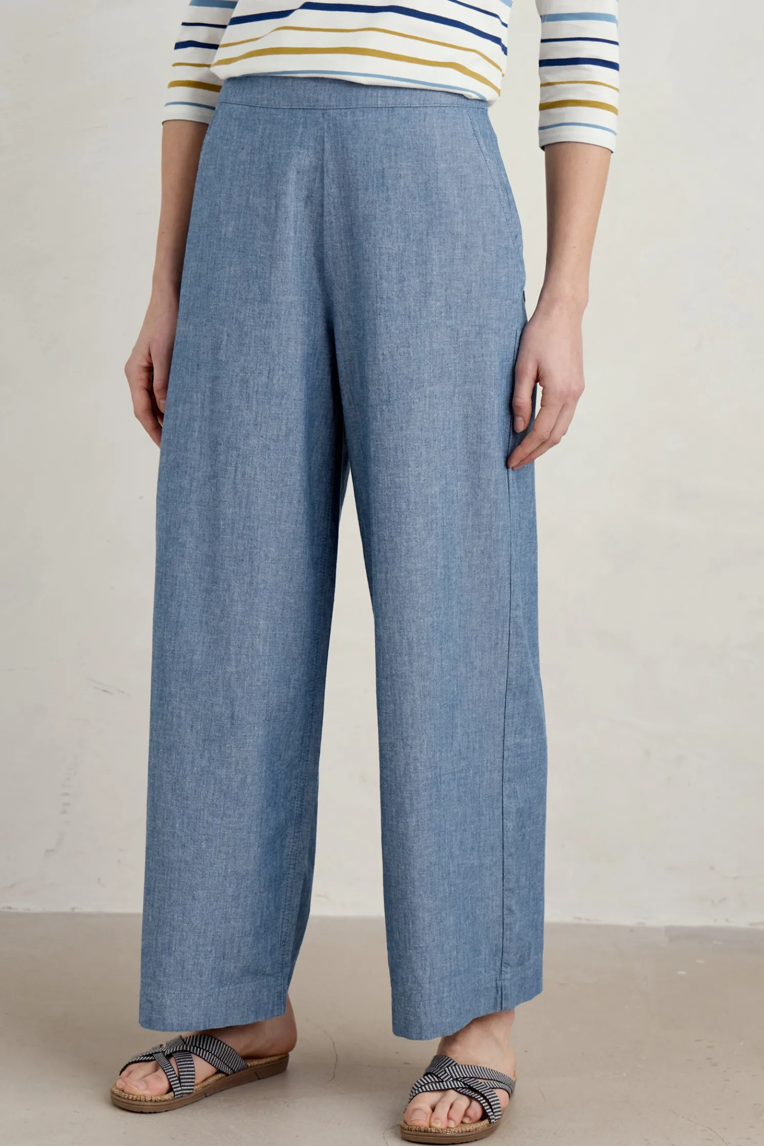 Calluna Wide Leg Chambray Trousers