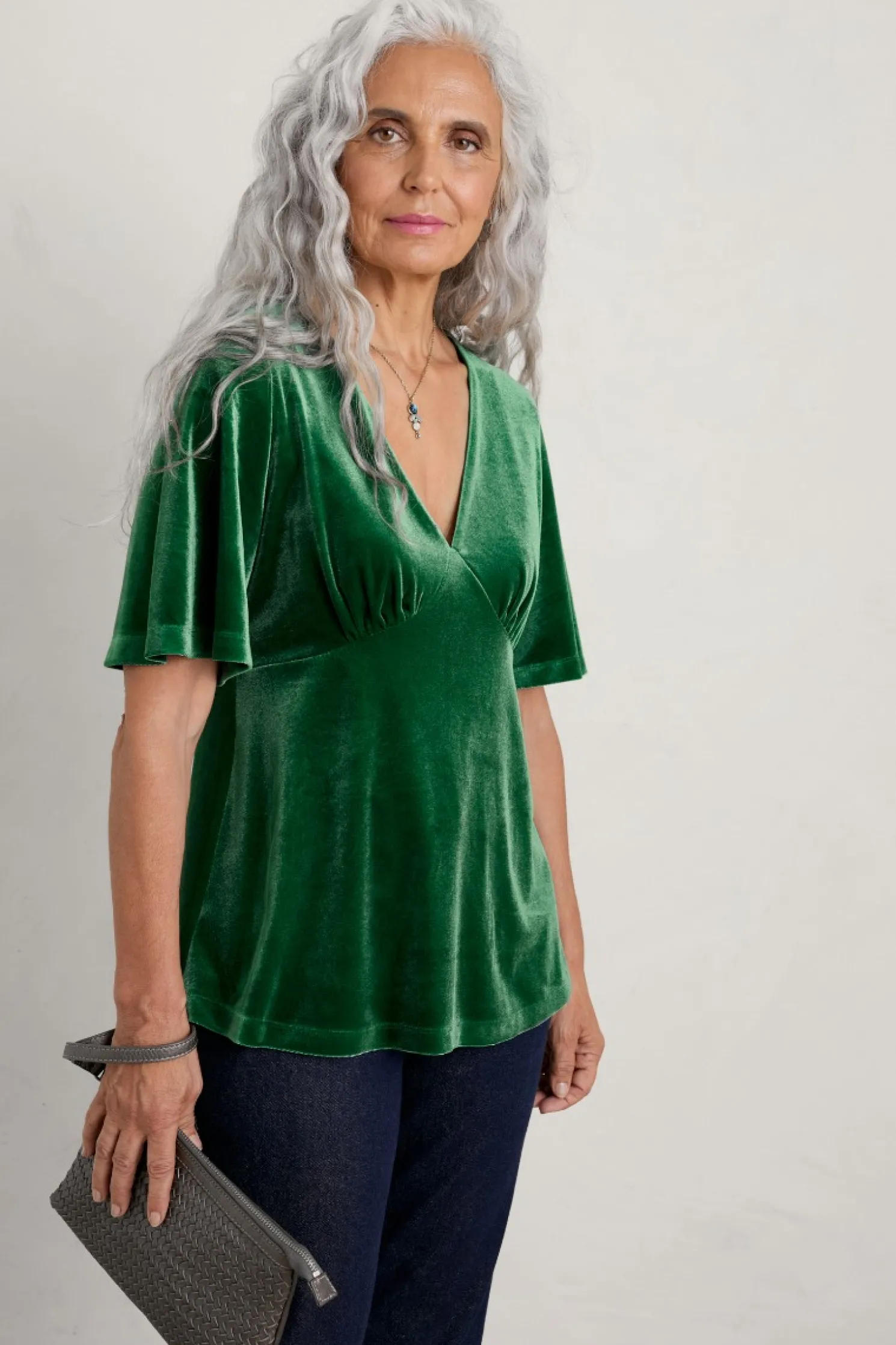 Capsule V-Neck Velvet Top