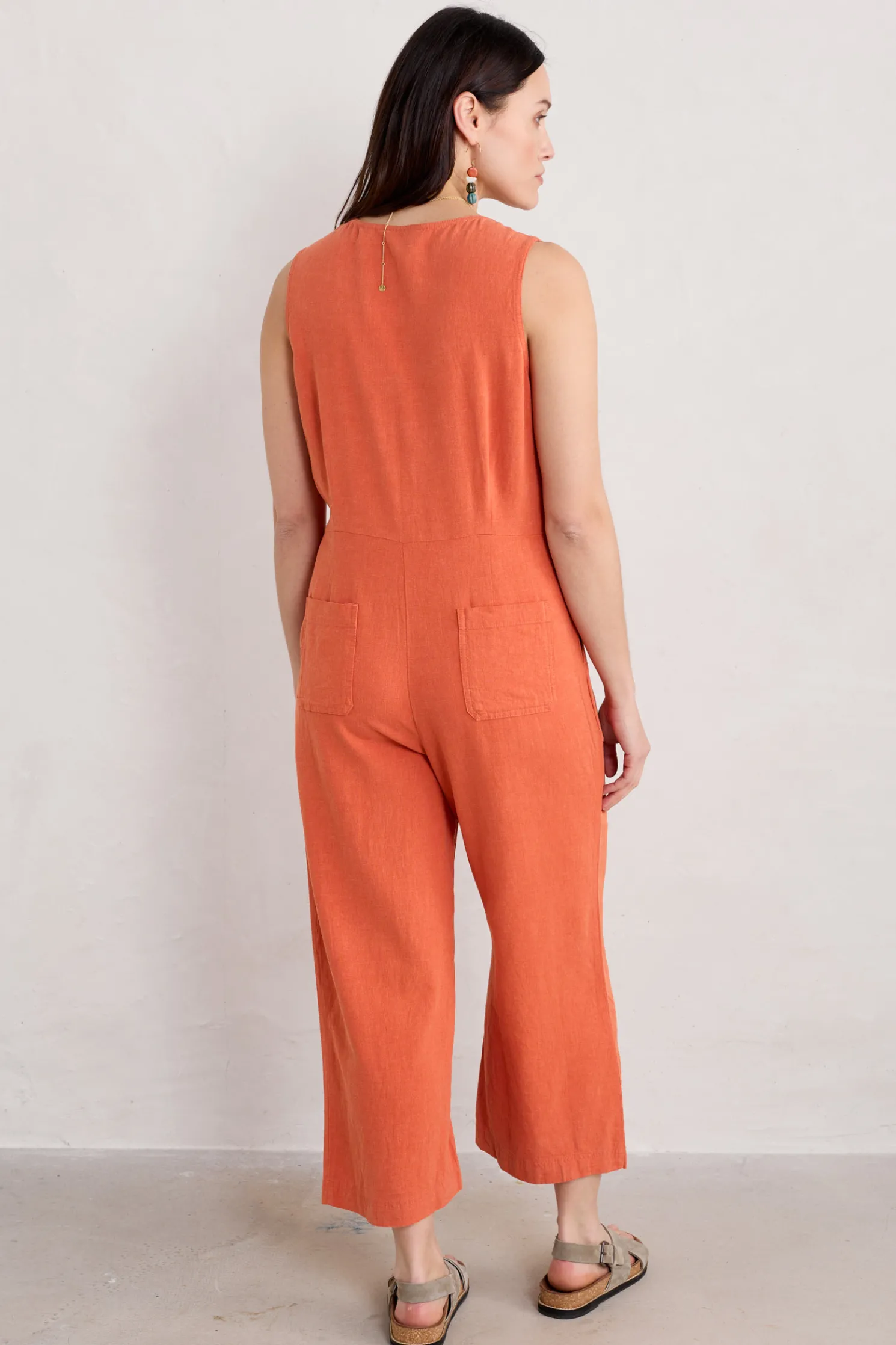 Carthew V Neck Linen Blend Jumpsuit