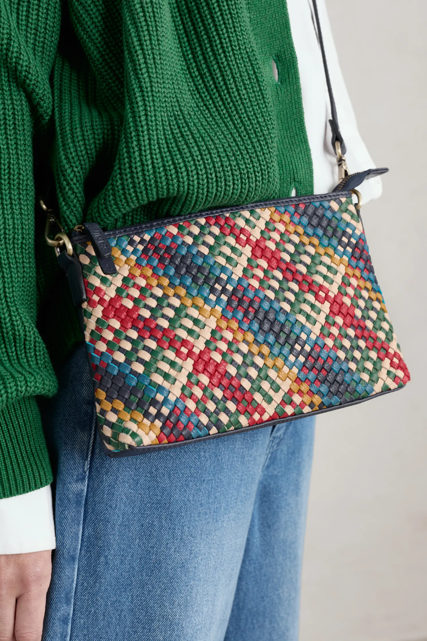 Crenvor Woven Leather Cross Body Bag