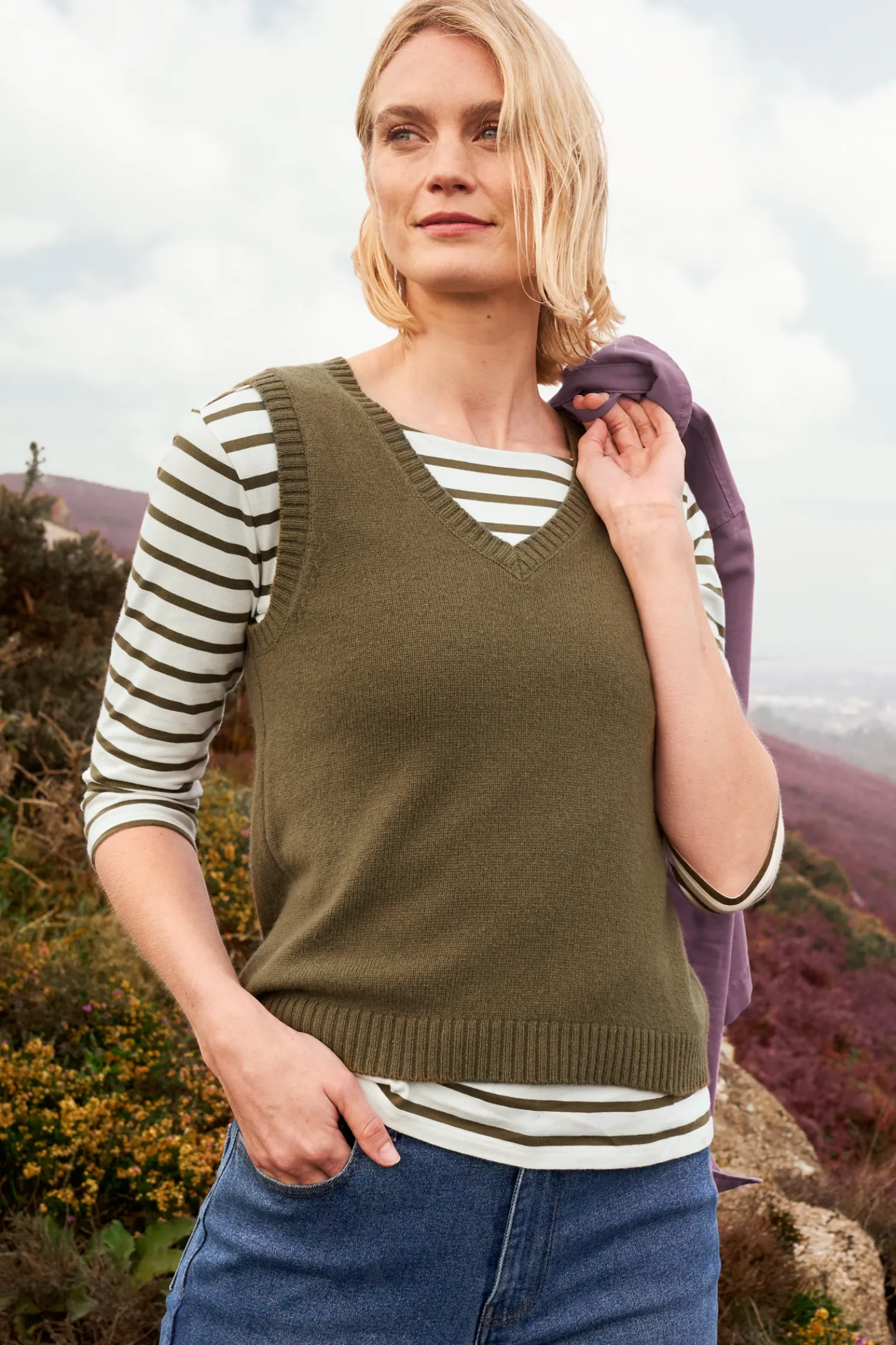 East View V-Neck Knitted Vest