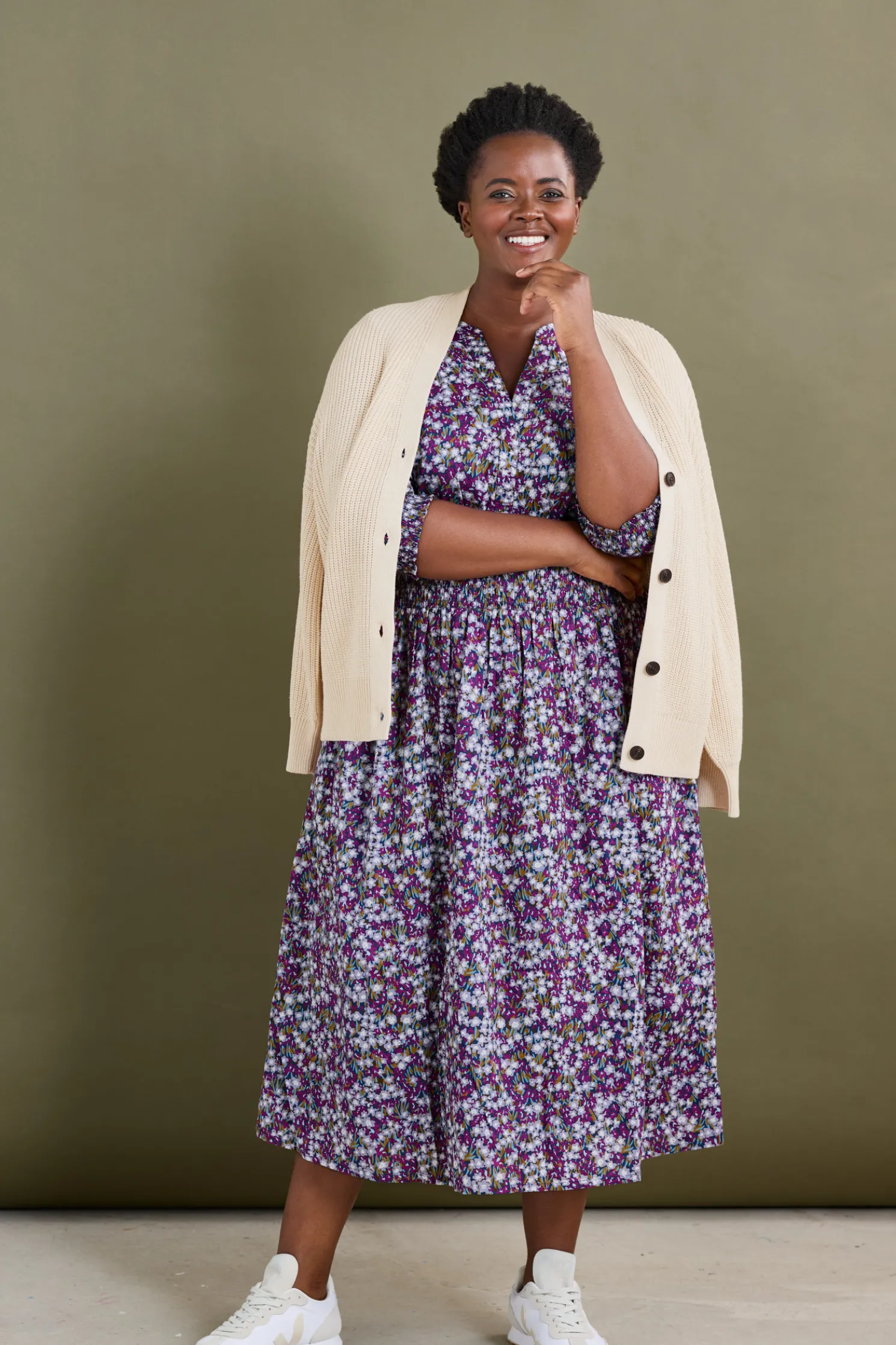 Fawn Organic Cotton Waisted Midi Dress