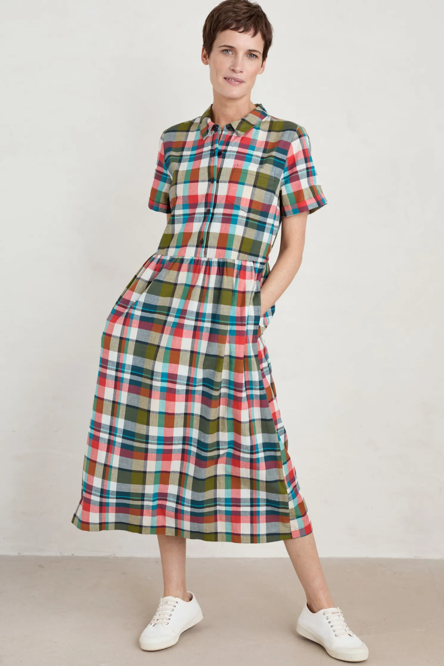 Fleet Checked Midi Dress