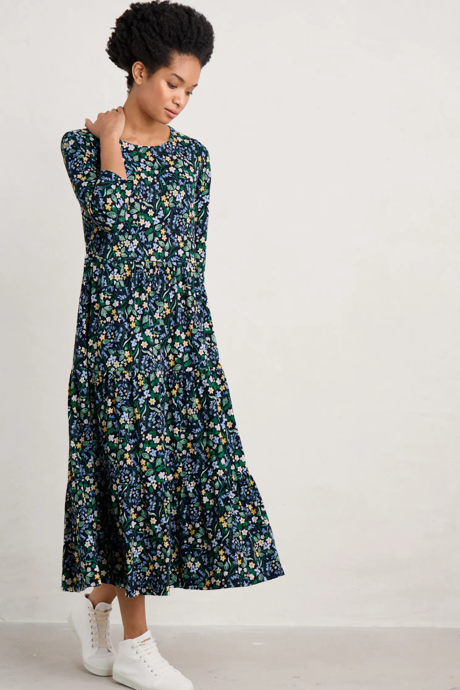 Line Strokes Tiered Jersey Dress (Gots)