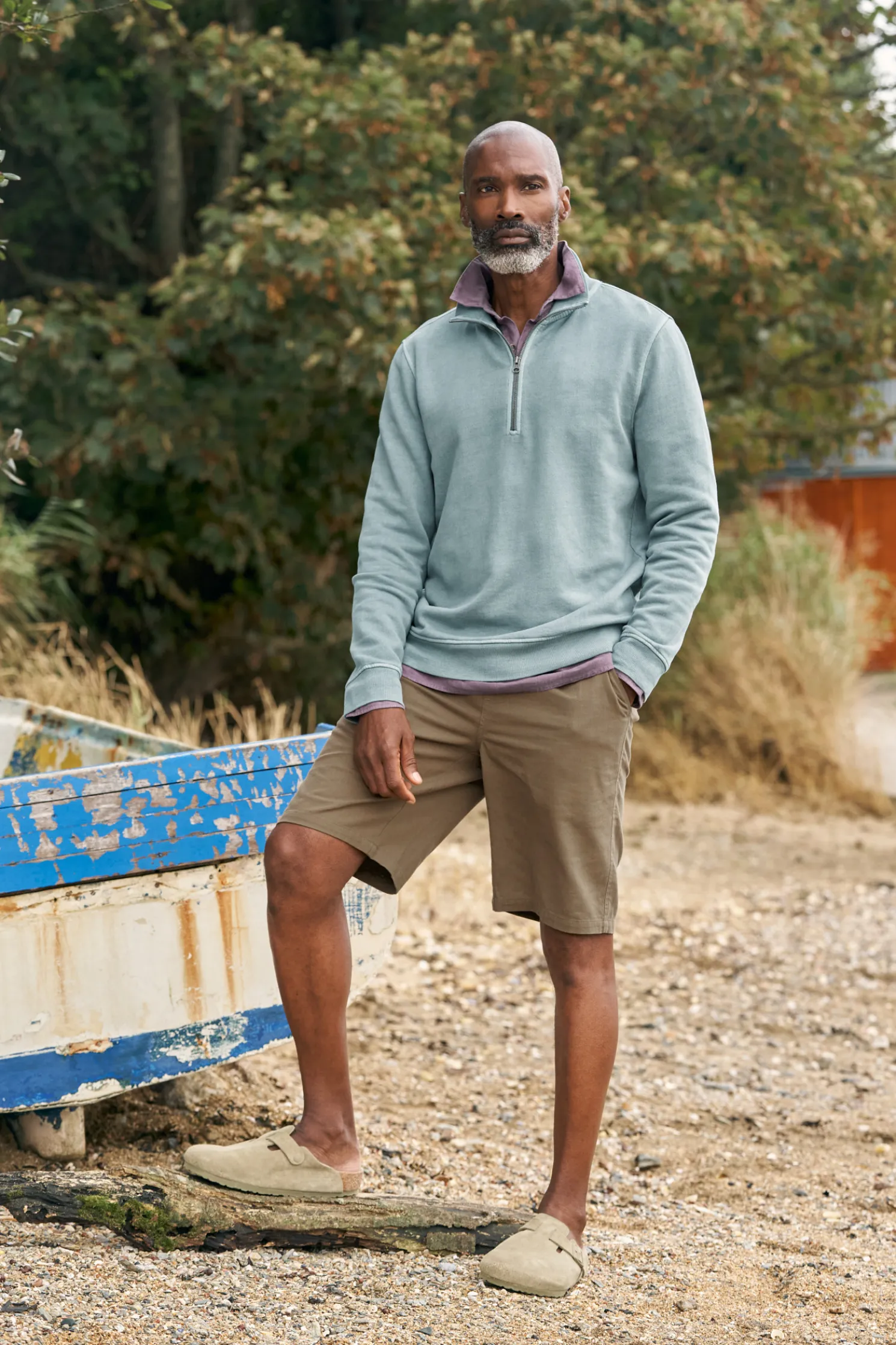 Men's Wood Moss Quarter Zip Sweatshirt