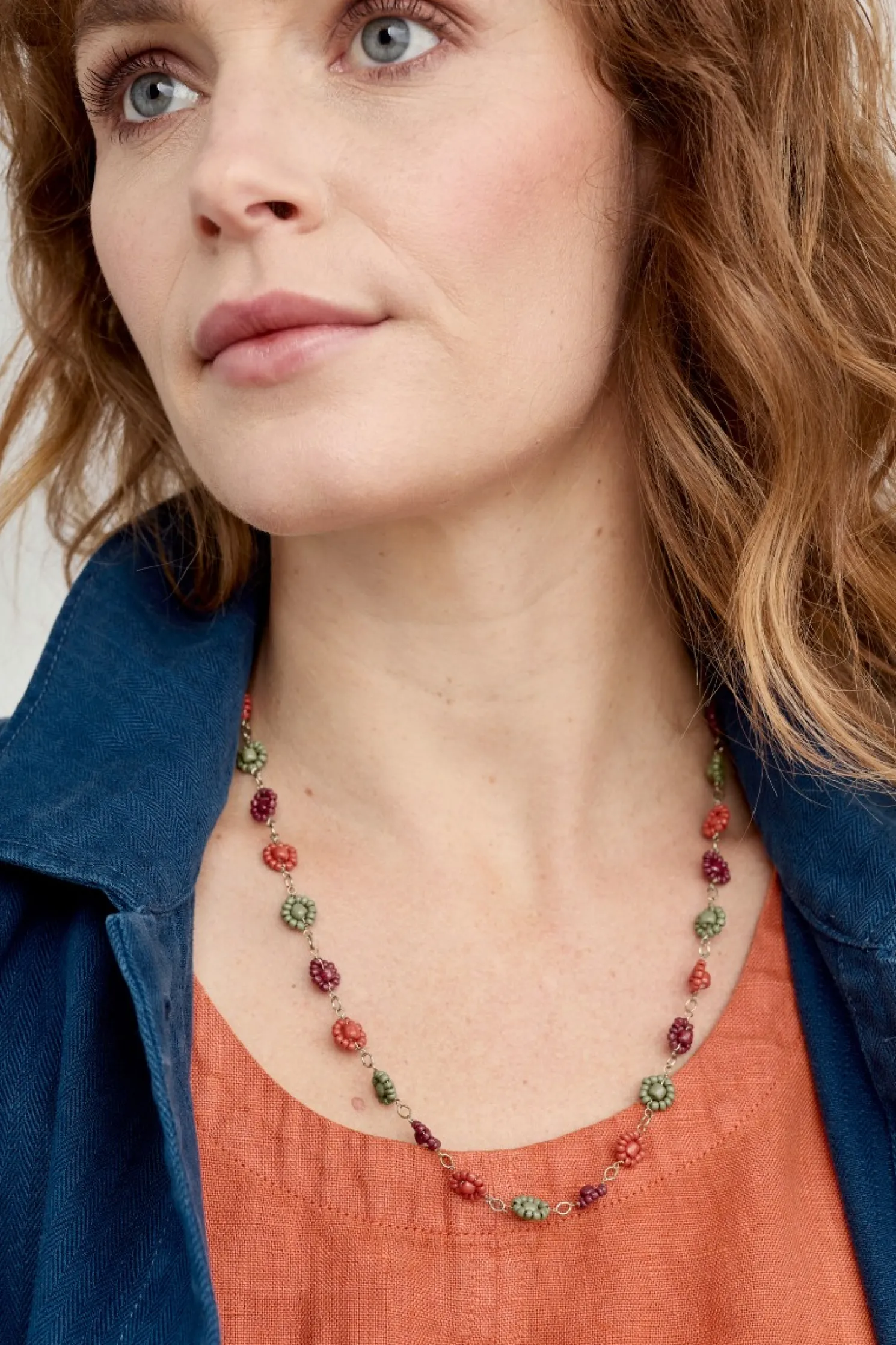 Polyantha Floral Bead Necklace