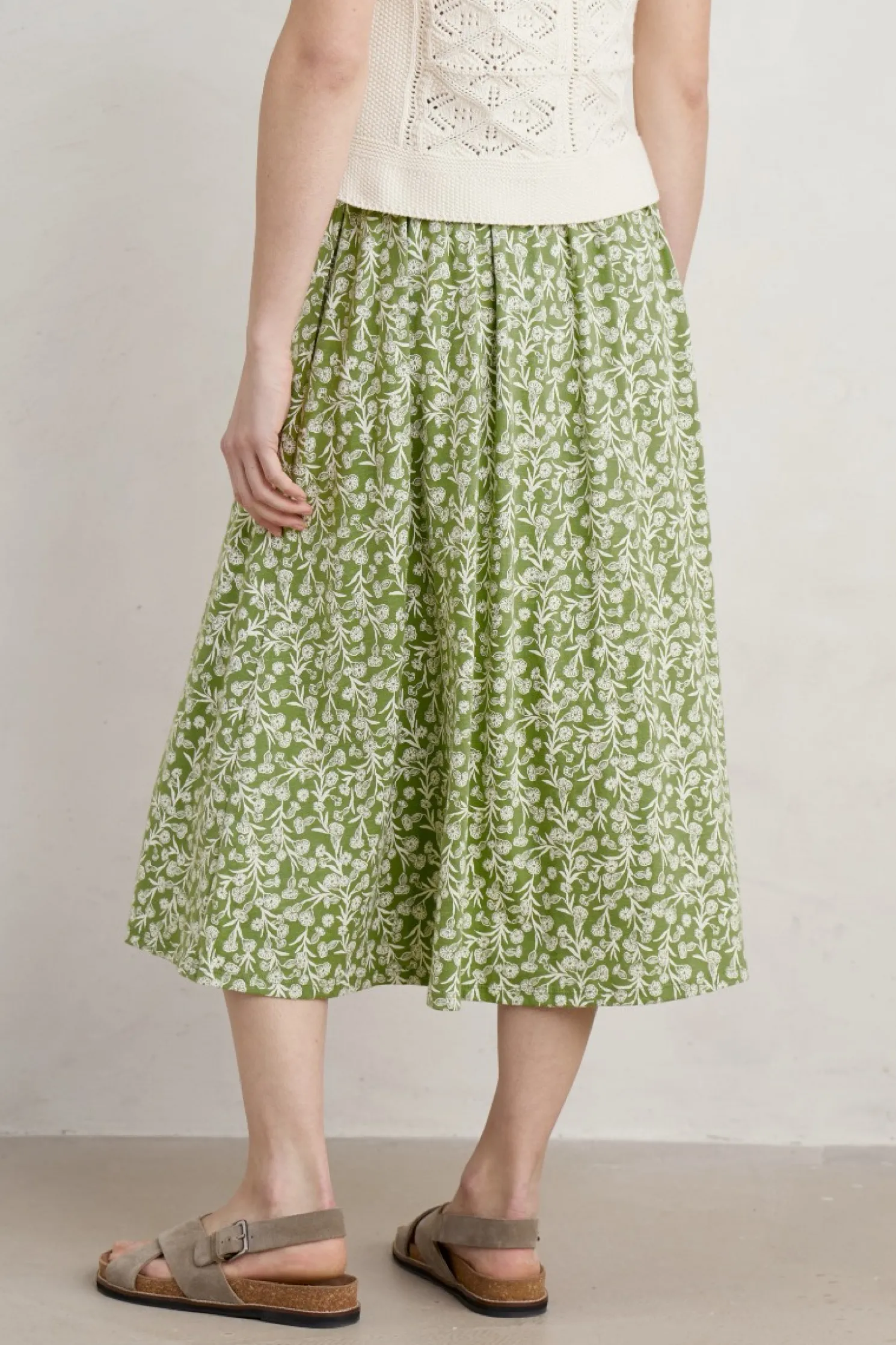 Ready Sail Printed Jersey Midi Skirt