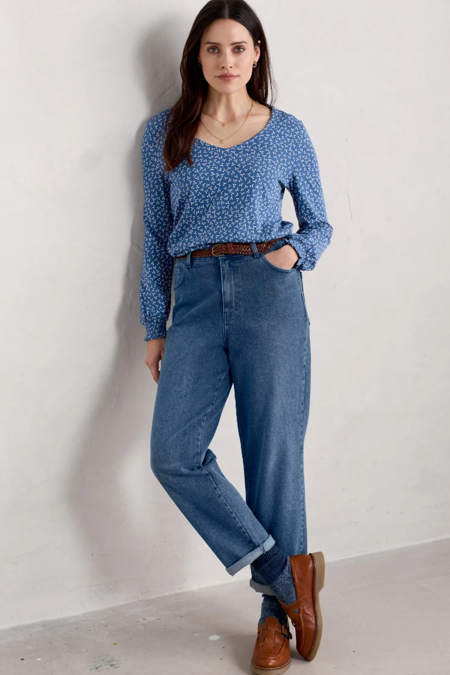 Rosehip Jersey V-Neck Top