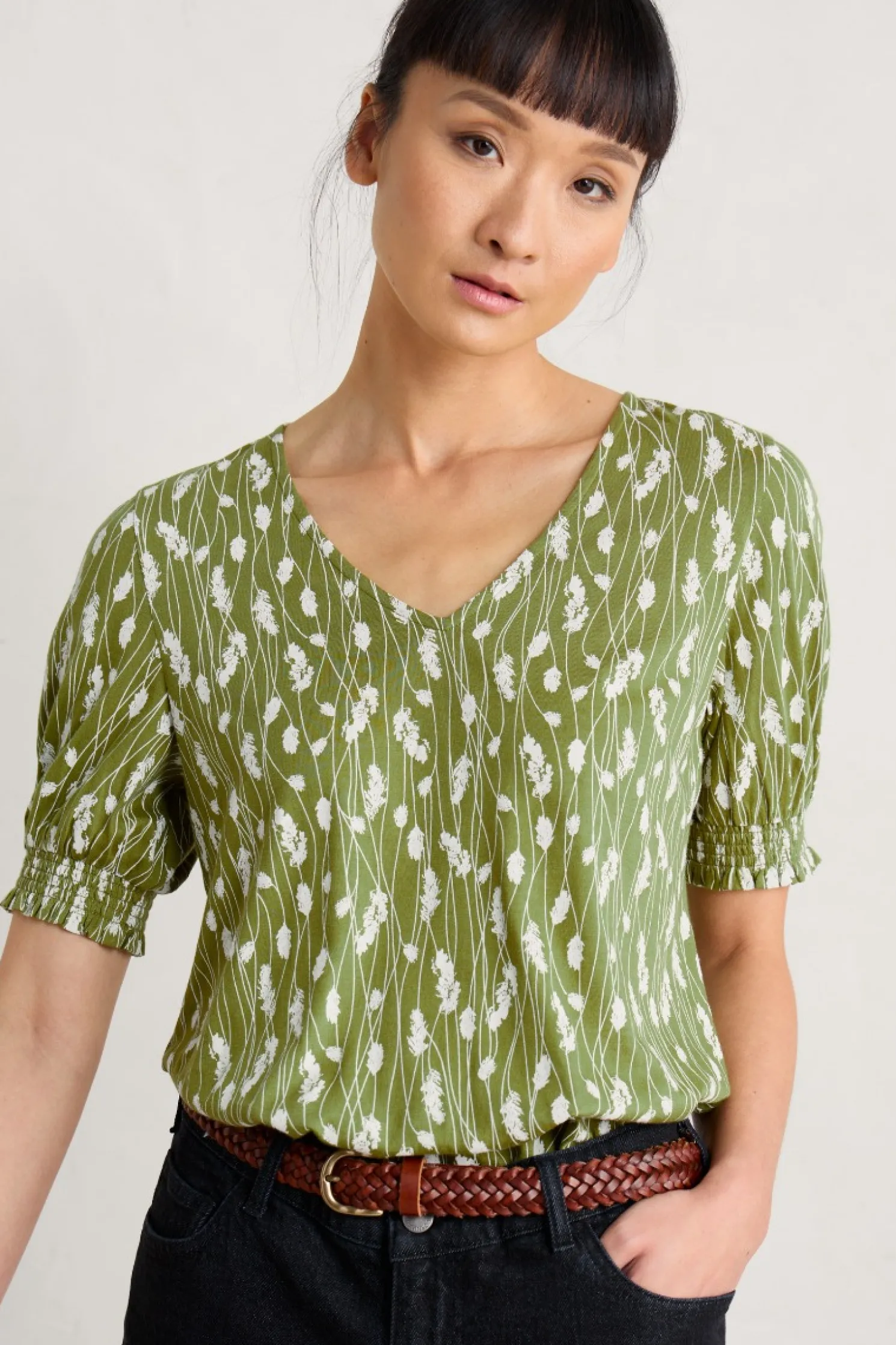 Rosehip V-Neck Jersey Top