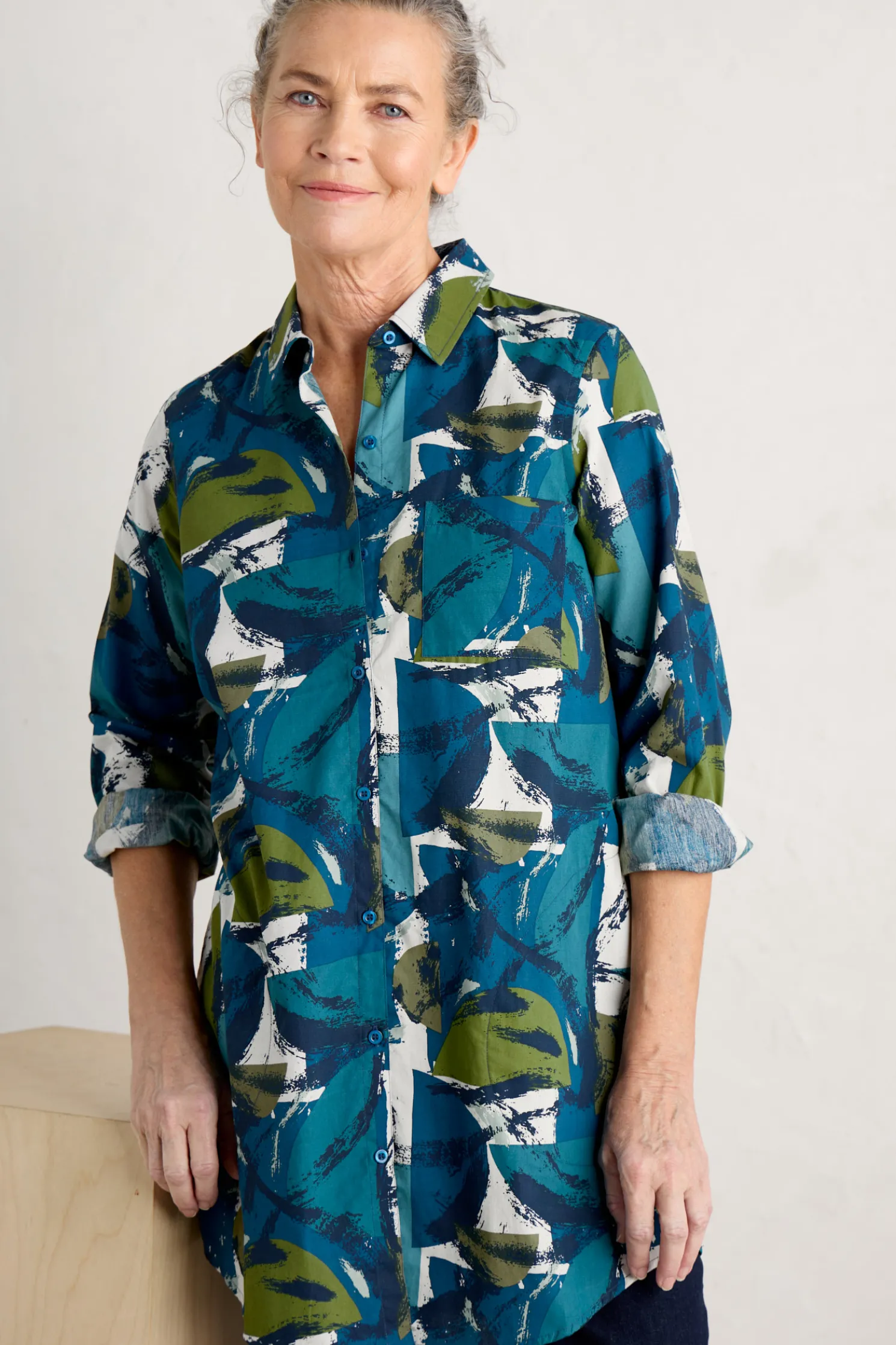 Waterworn Textured Longline Shirt (Gots)