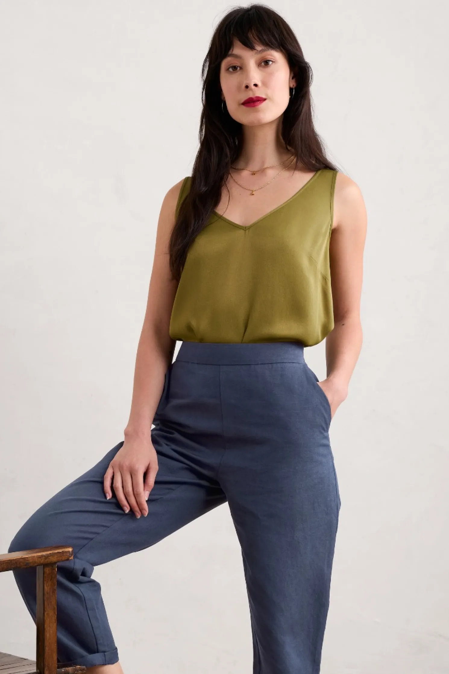 Wilder V-Neck Satin Vest