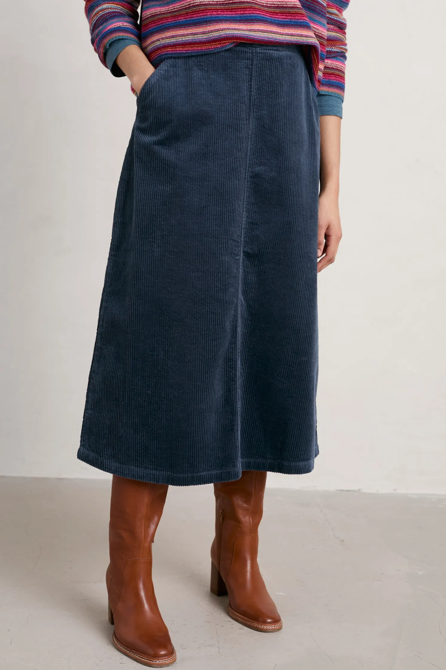 Window Wren Cord Midi Skirt